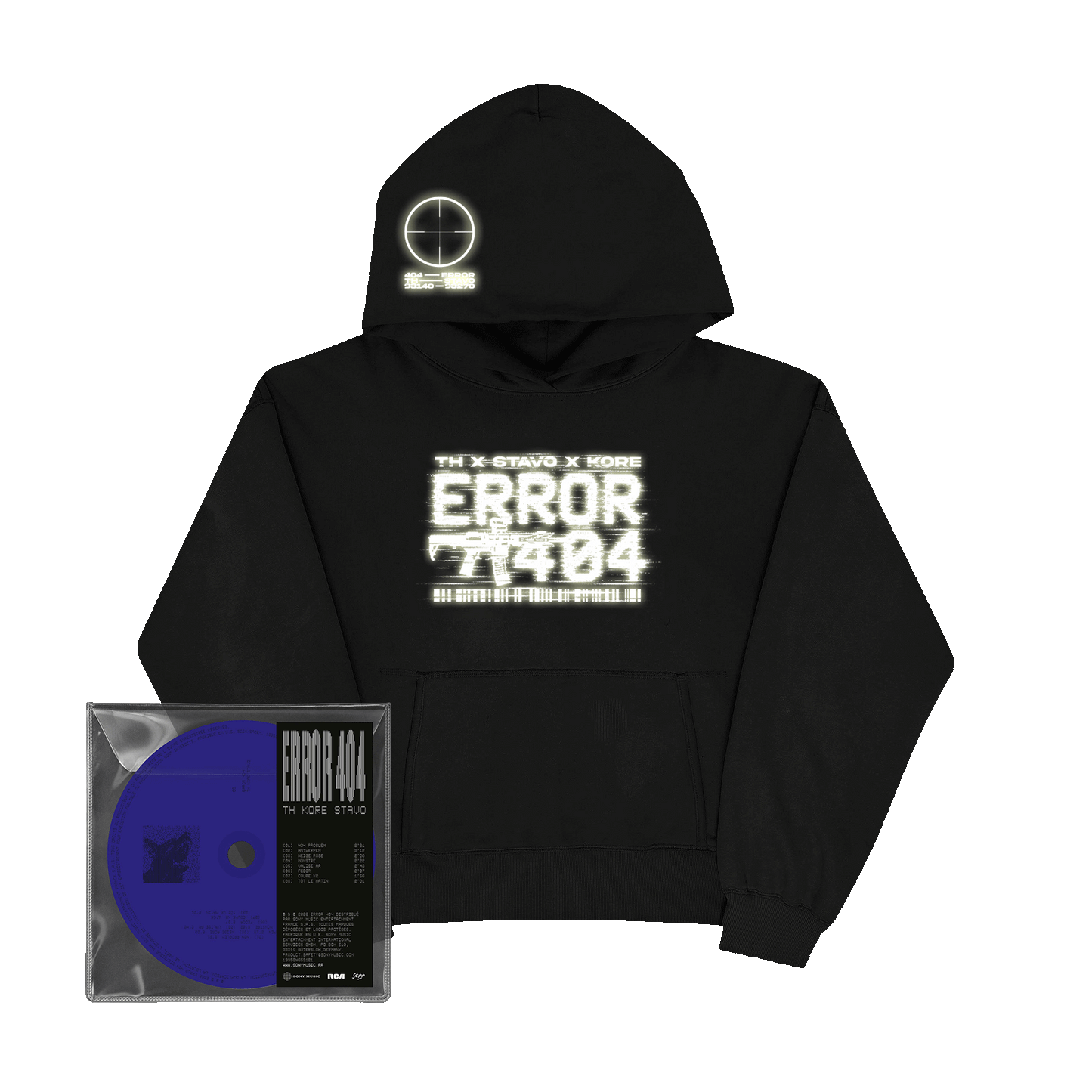 CD « ERROR 404 » + HOODIE NOIR PHOSPHORESCENT + STICKERS