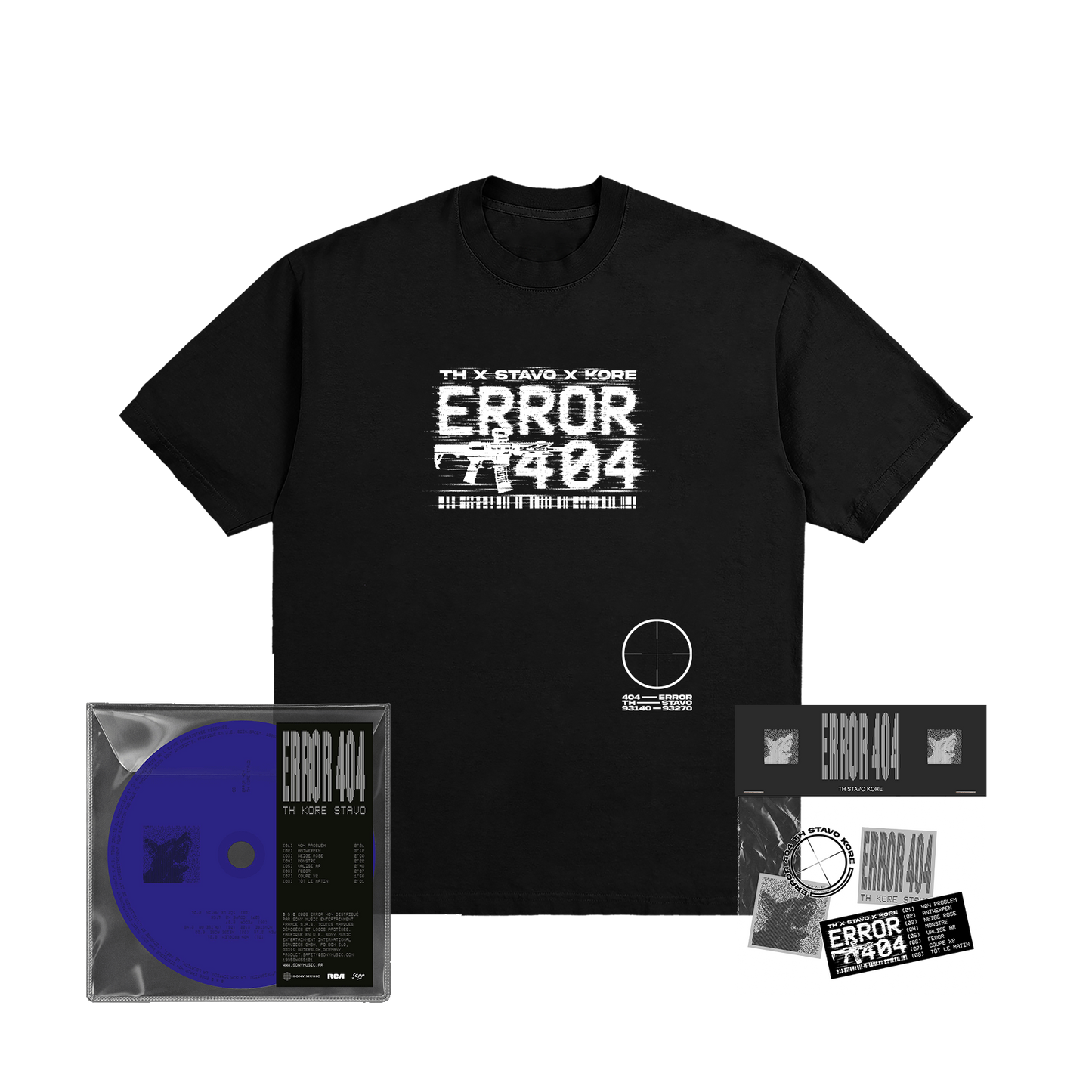 CD « ERROR 404 » + T-SHIRT NOIR PHOSPHORESCENT + STICKERS