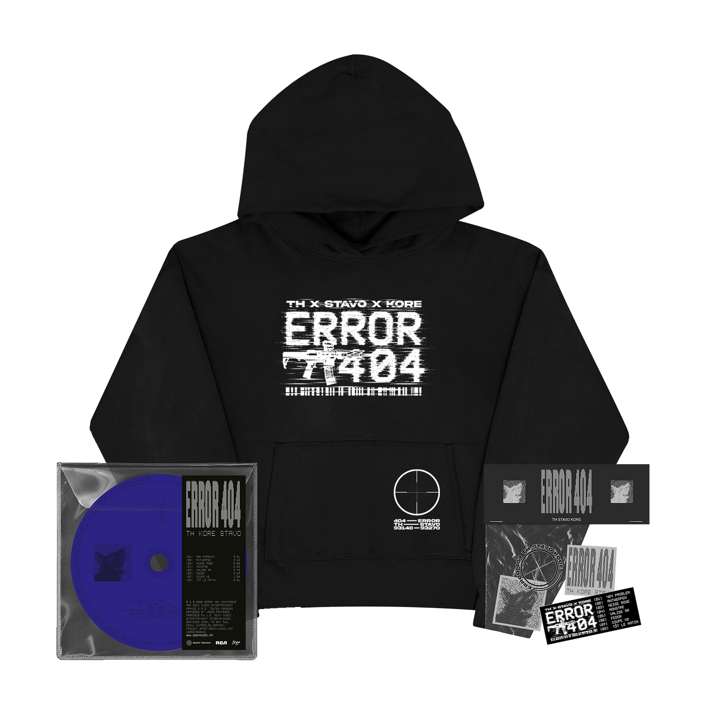 CD « ERROR 404 » + HOODIE NOIR PHOSPHORESCENT + STICKERS